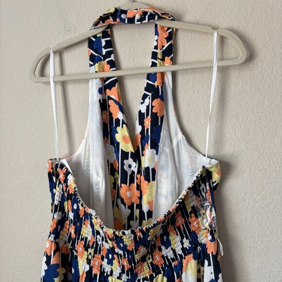 Modcloth NEW 1X Linen Blend Floral Print Halter Jumpsuit - Picture 10 of 16